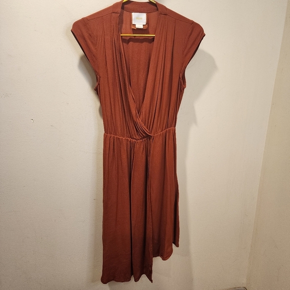 ANTHROPOLOGY Maeve Rust Faux Wrap Dress size XS - Picture 2 of 13